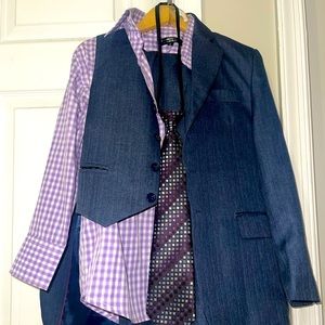 Five piece grey/blue boy’s suit, worn once